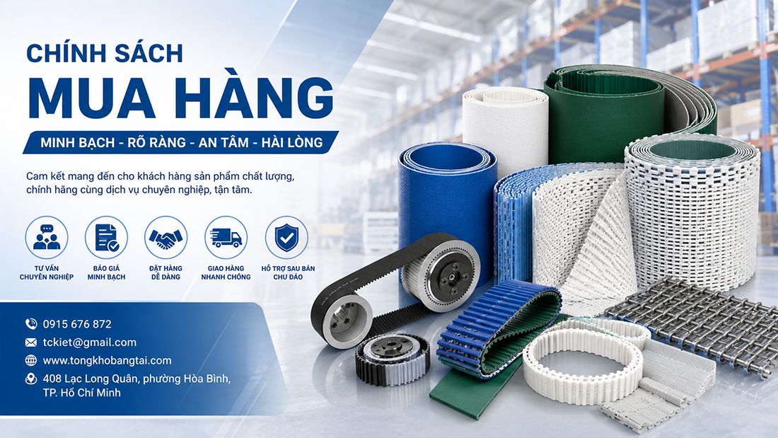 Chính sách mua hàng băng tải giá rẻ