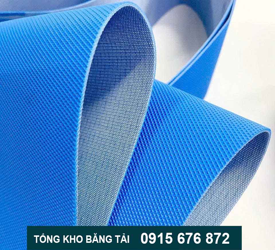 Băng tải pvc caro xanh dương